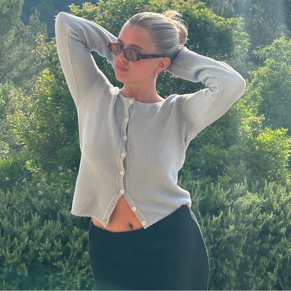 Djerf Avenue Amorini Cardigan Blue! Size M. Worn twice! - Picture 2 of 9